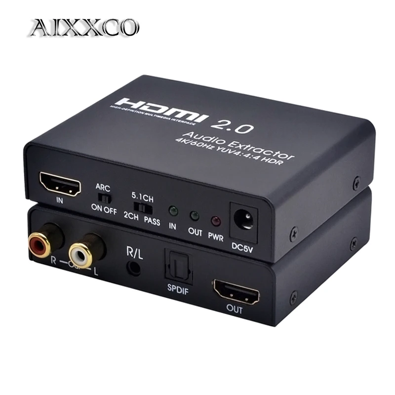 AIXXCO HDMI 2,0 к HDMI аудио экстрактор поддержка 4 к/60 Гц YUV 4:4:4 HDR ARC для HD коробка PS3 PS4