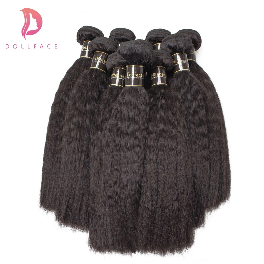 Dollface 10Pcs Human Hair Bundles Brazilian Hair Weave Bundles Kinky Straight Remy Hair Extension Free Shipping Dollface 10Pcs Human Hair Bundles Brazilian Hair Weave Bundles Kinky Straight Remy Hair Extension Free Shipping