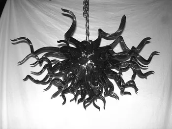 

Black Color Dark Halloween Party Style Murano Art Hanging Chandelier Blow Glass Pendant Lamp for Villa Bar Decor