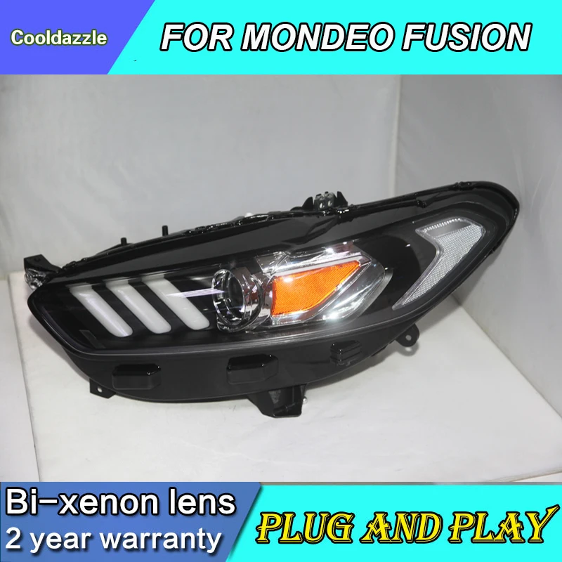 Автомобильные стильные передние лампы для FORD FUSION MONDEO, титановый светодиодный фонарь, передние лампы, 2013,, год, с динамическим поворотом