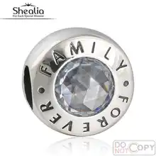 925 Familia Siempre Granos de Los Encantos Fit Pandora Original Pulsera de Cuentas de Cristal Para Shealia Diy Jewelry Making BD375
