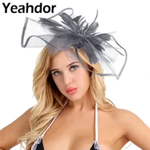 Женский головной убор, цветок, перо, сетка, Вуалетка, Шляпа Дерби с зажимом, обруч для волос, для девочек, Свадебная вечеринка, головной убор невесты