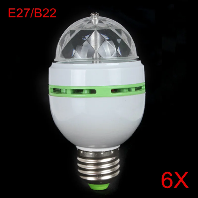 

3W RGB LED Mini Party Light Dance Party Lamp Holiday Lights Auto Rotating New E27/B22 colorfull Bulb for dancing Free Shipping
