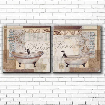 

pastoral bathroom bath crock landscpae set oil painting canvas printings printed on canvas home wall art decoration pictures