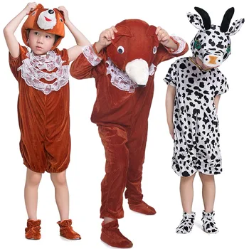 

Kids Girls Boys Animal Plush Hooded Outfit Cosplay Outfit Halloween Cartoon Bear Cow Panda Costume Sz3-14 Years