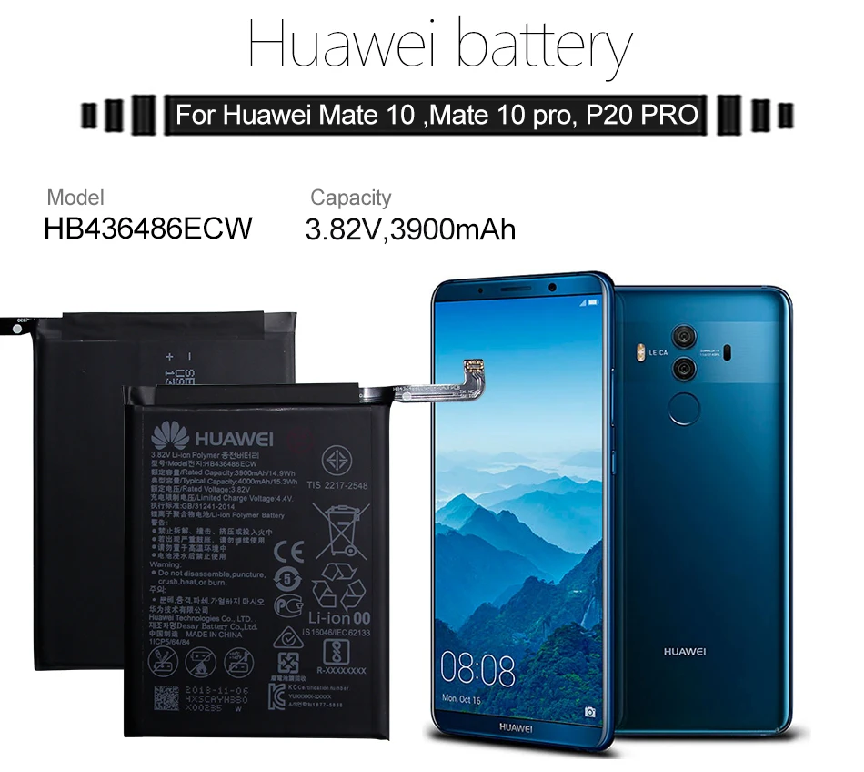 Hua Wei сменная батарея для телефона HB436486ECW 3900 мАч для huawei mate 10/10 Pro mate 20 P20 Pro Honor V20 Оригинальные аккумуляторы