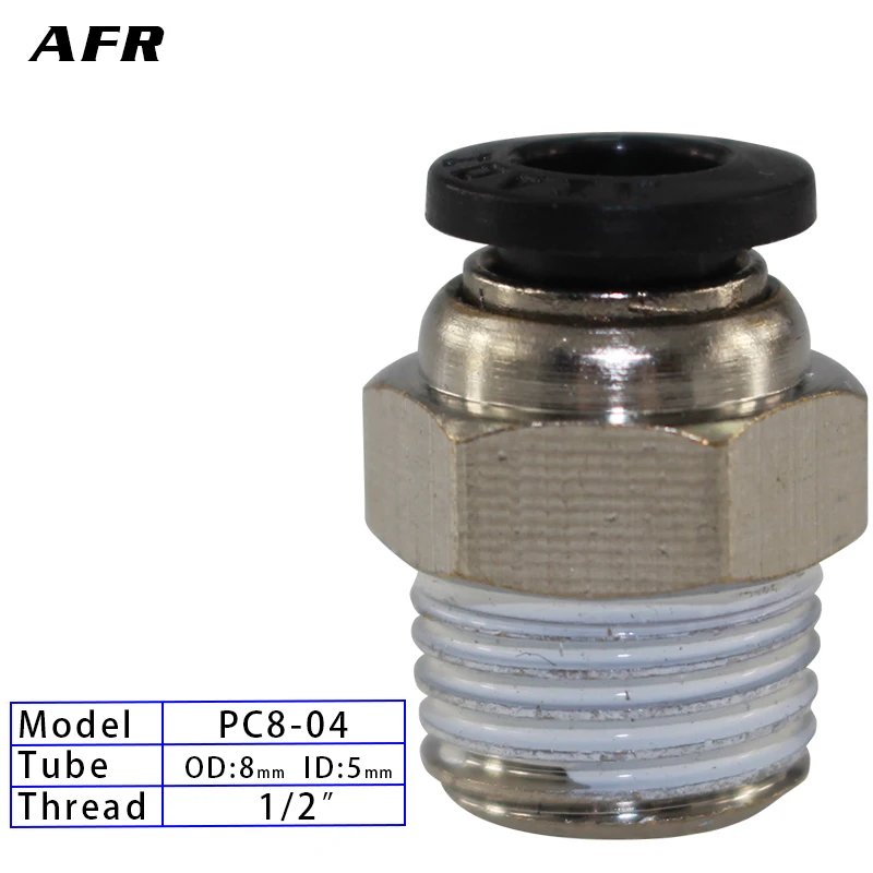 

10PCS Nickel plated BLACK PC8-04 Tube 8mm Thread Straight Through 1/2" Pneumatic Pipe Fitting Tube Connector