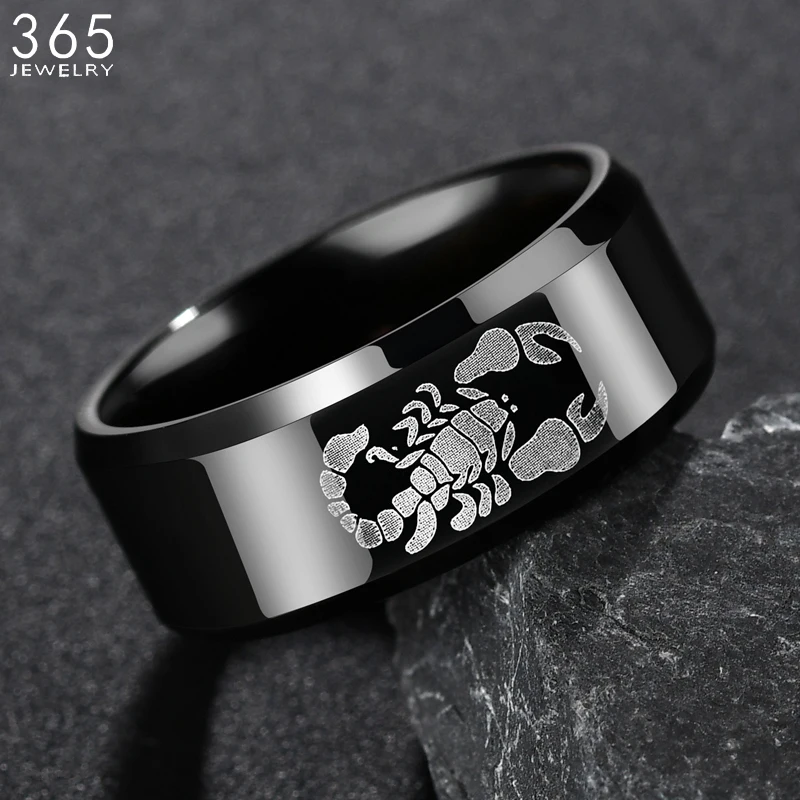 

New Design 8 mm Stainless Steel Scorpion Ring For Men Punk Black Animal Finger Rings Boyfriend Gift