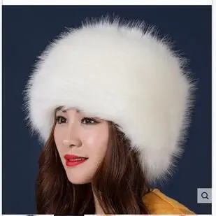 white Женские шапки, Женская Русская Шапка с пушистым искусственным лисьим мехом, зимняя шапка с ушками, лыжная шапка, женские шапки для осени и зимы - Цвет: white