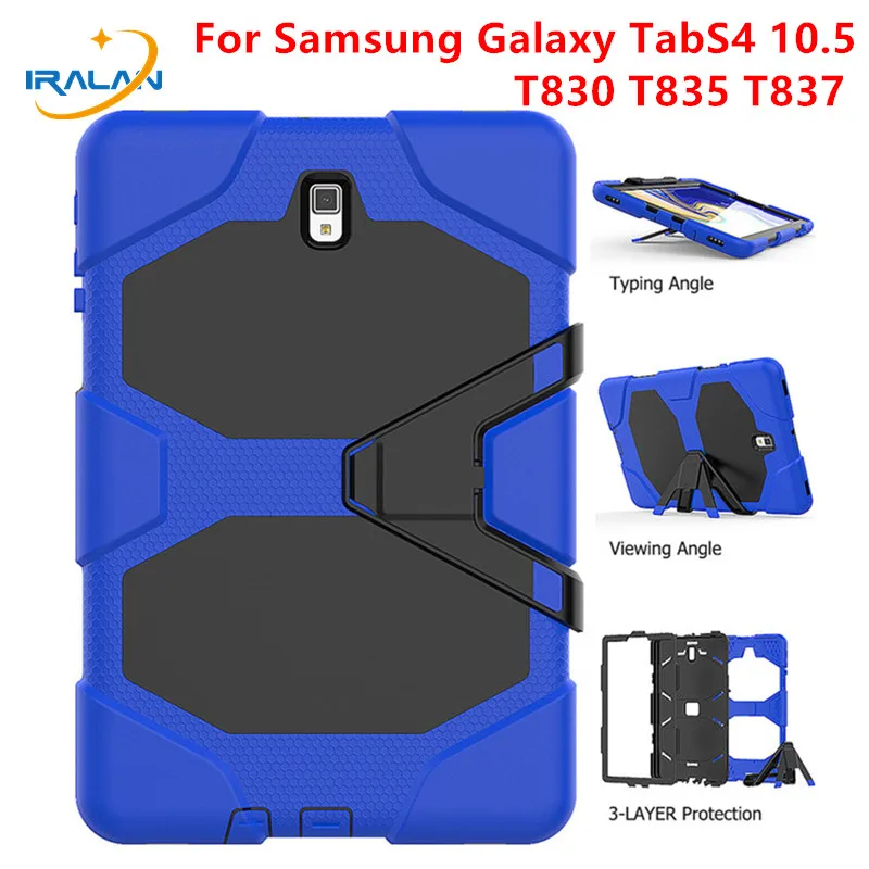 

For Samsung Galaxy Tab S4 10.5 T830 T835 T837 SM-T830 Kids Safe Shockproof Heavy Duty Silicone+PC Rugged Stand Cover+Film+Stylus