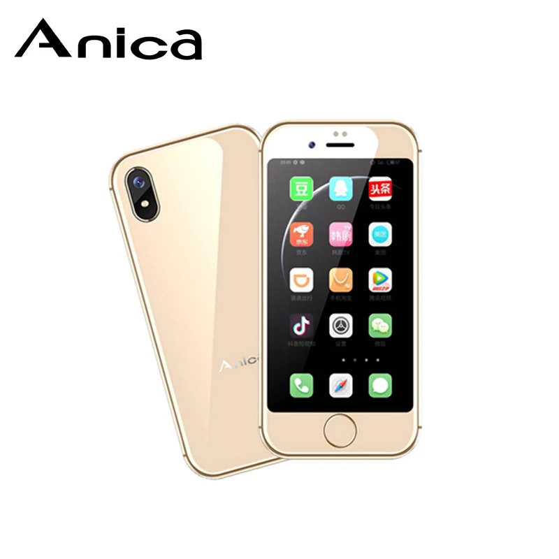 Смартфон Anica I8 с двумя сим-картами, большой аккумулятор, 2,54 дюйма, gps, WIF, Android 6,0, супер мини ультратонкая карта, роскошный сотовый телефон - Цвет: Golden