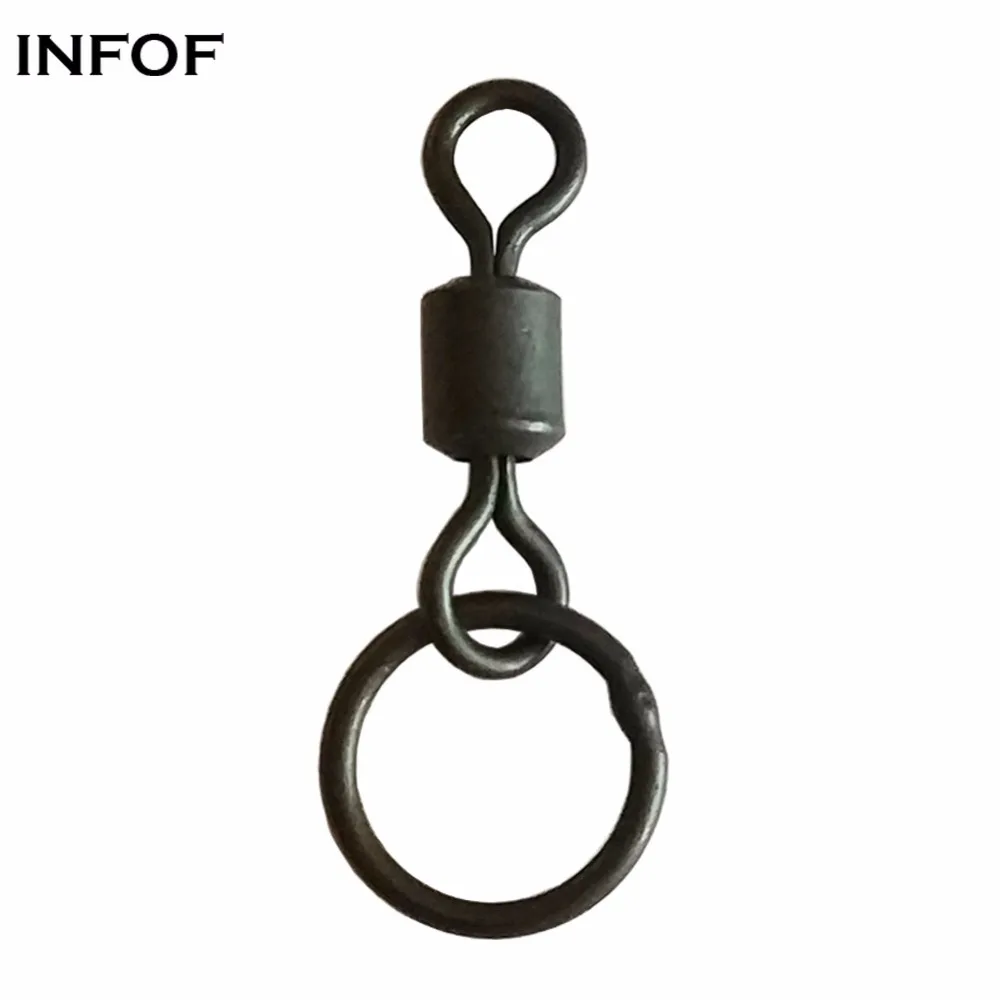 INFOF 100pcs Carp Fishing Swivel Snap Matte Black Rolling Swivel with