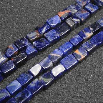 

Rectangle Cuboid Sodalite Beads Natural Stone Beads For Jewelry Making Beads Bracelets For Women 15'' Needlework DIY Beads