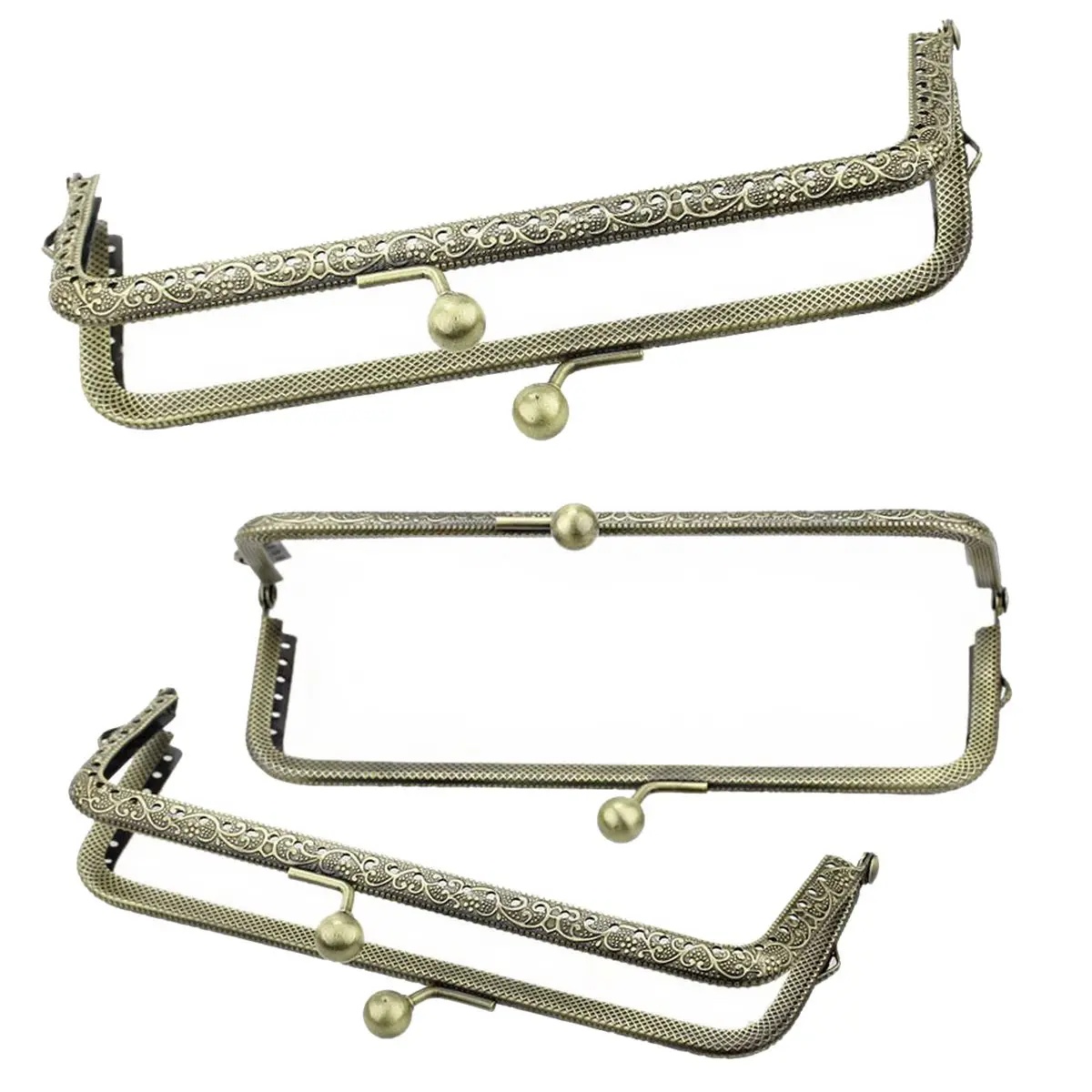 3PCs Metal Purse Bag Frame Kiss Clasp Lock Bronze Tone 15.5cmx7cmkiss
