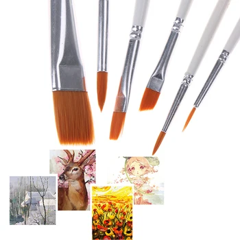 

6Pcs/Set Hand-painted Art Watercolor Painting Nylon Fiber Oils Gouache Pen Writing Brush Pen Painting Supplies