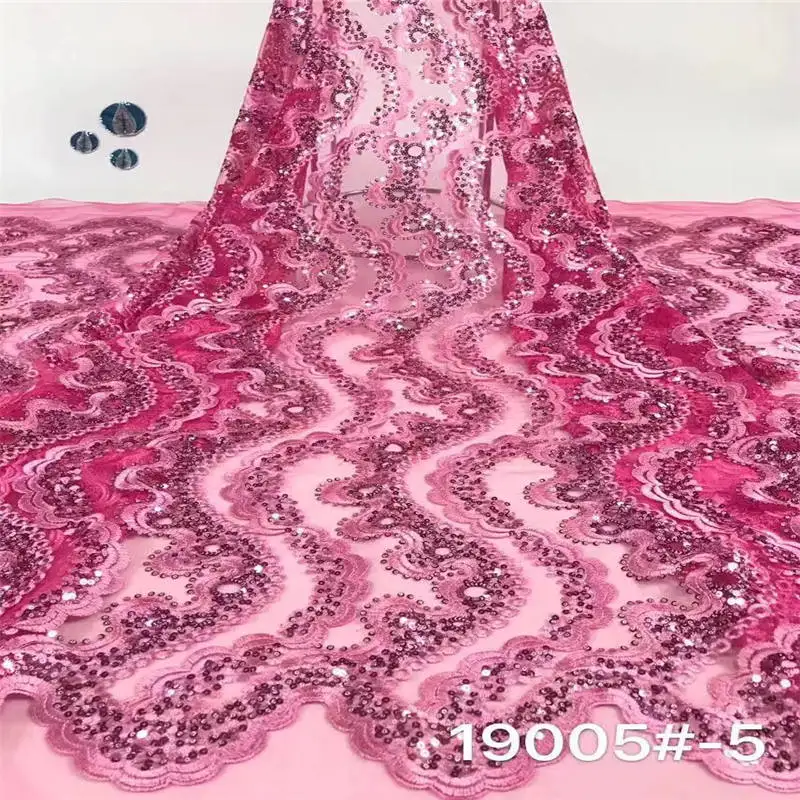 

New arrival gold sequined Swiss chiffon fabric,2019 high quality african tulle lace fabric for Indian sari dress Sewing green