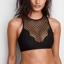 Femmes Maille Évider Patchwork Soutien-Gorge Réservoir Hauts Gilet Récolte Hauts Bralette Pull Soutien-Gorge Sans Fil Soutien Moulante Mince Vêtements