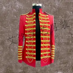 Мужские костюмы конструкции красный военный Сценические костюмы для певцов мужчин Блейзер Танцы одежда куртка звезда стильное платье