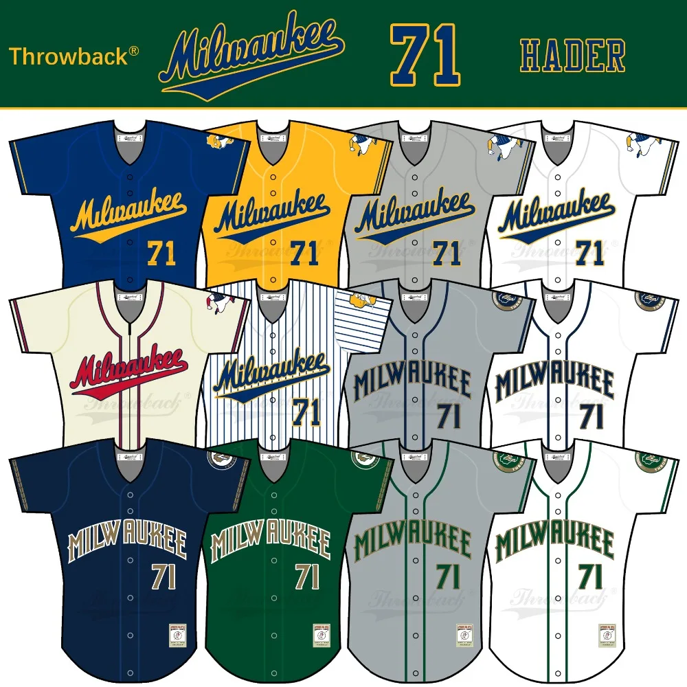 Throwback Jersey Men's Milwaukee Jersey 71 Josh Hader Baseball Jersey White Yellow Green Blue Gray Size S-XXXL Free Shipping Throwback Jersey Men's Milwaukee Jersey 71 Josh Hader Baseball Jersey White Yellow Green Blue Gray Size S-XXXL Free Shipping