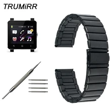 24 мм ремешок для часов из нержавеющей стали для sony Smartwatch 2 SW2 сменный ремешок для часов Ремешок для браслета с удалением звеньев и пружинными стержнями