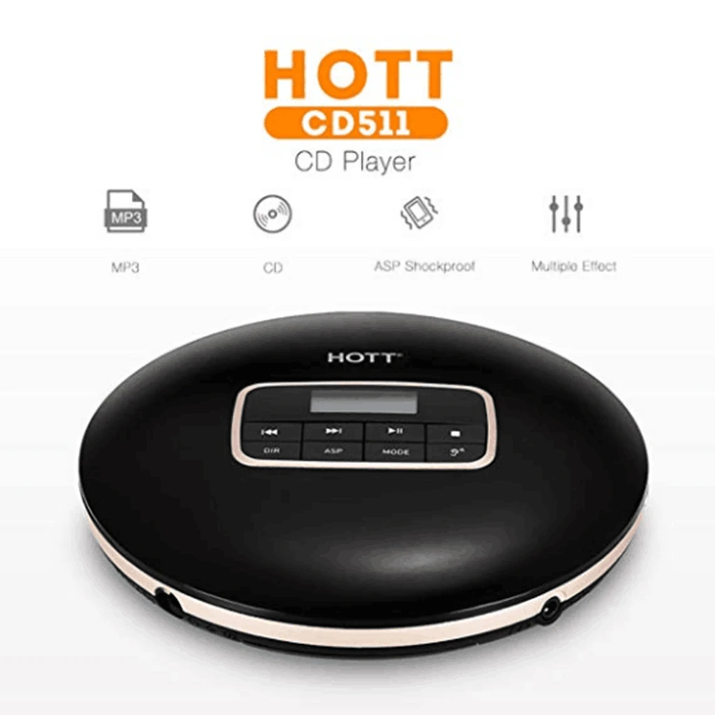 Портативный CD плеер HOTT CD511 ЖК дисплей анти Скип автомобильный AUX mp3 плеер|CD-плееры|