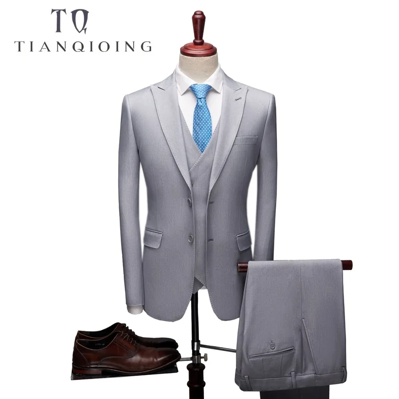 

2018 New High Quality Mens Brand Suits Wedding Groom Good Quality Business Casual Male Suits 3 Peiece (jacket+pant+vest)