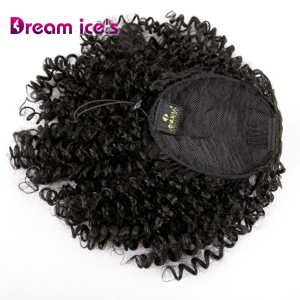  Dream ice's synthetic kinky curly drawstring ponytail extensions afro puff chignon pony tail hair p