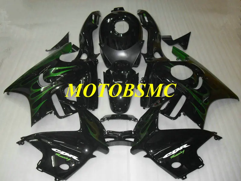 Комплект обтекателей для мотоцикла CBR600F3 97 98 CBR600 F3 CBR 600F3 1997 1998 ABS зеленое пламя