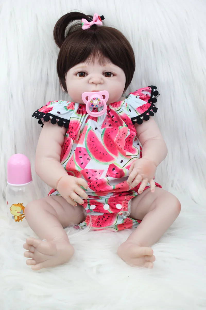 Pаспродажа 55 см полный силиконовые Reborn Baby Doll игрушки 22 дюймов новорожденных принцессы для девочек малышей куклы Рождественский подарок на день рожден...