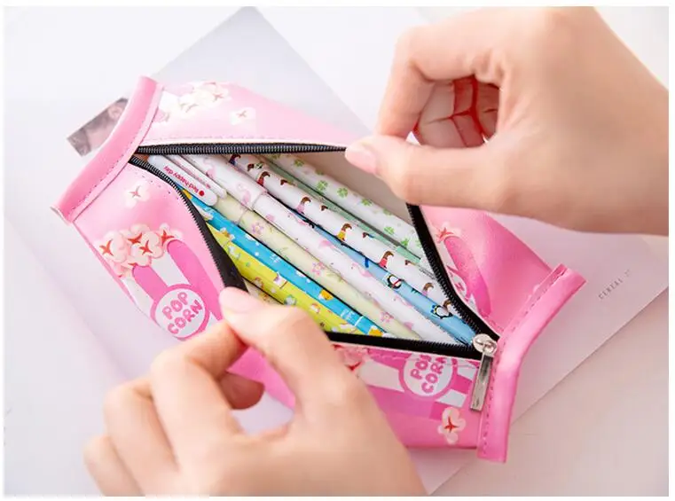 Новое поступление креативная Корейская PU Большая емкость сумка для карандашей Канцелярия набор контейнеров для хранения школьная поставка