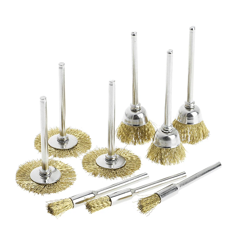 9 Brass Brush Wire Wheel Brushes Die Grinder Rotary Electric Tool for