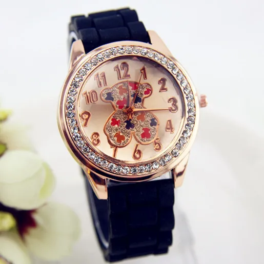 

Popular New Fashion Cute Quartz Silicon Strap Bear Watches Women Sport Wristwatch Children Casual Watch Relogio Masculino Hot