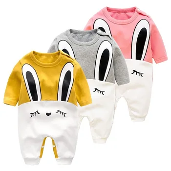 

Retail 0-18Month Baby clothing spring/autumn long sleeve newborn rompers cutely crawler clothing bunny jumpsuit
