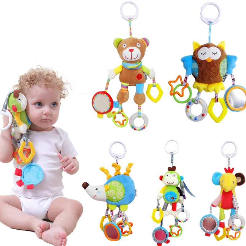 

Baby Boy Girl Cute Cotton Rattles Infant Animal owl bear monkey Hand Bell Kids Plush Toy Development Gifts 40%off