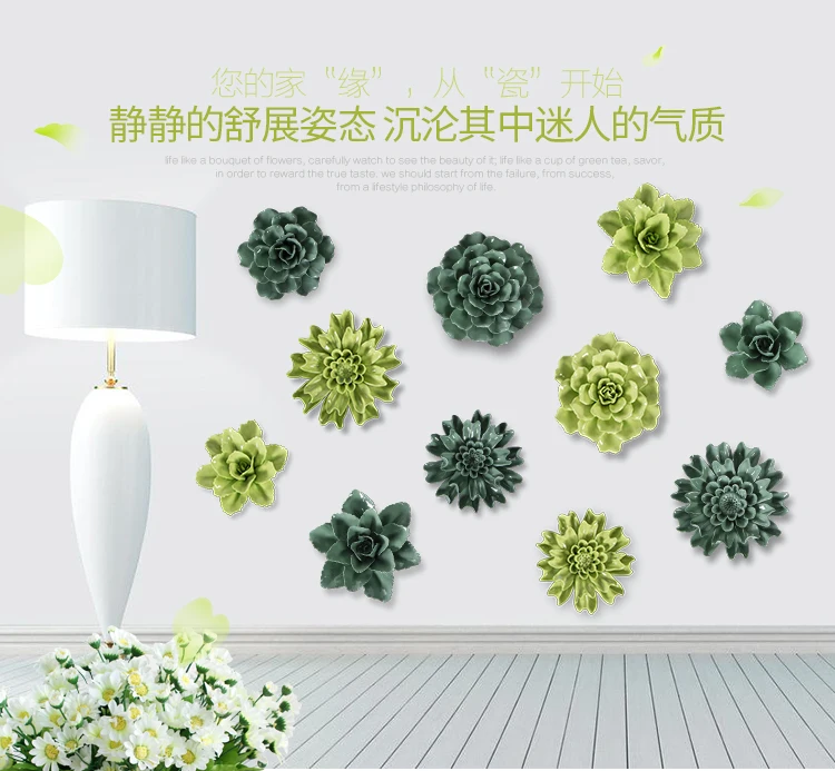 Зеленые цветы декоративные настенные Цветочные блюда фарфоровые декоративные тарелки винтажный домашний декор рукоделие украшения комнаты