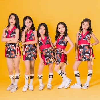 

Songyueixia Children's costume Chinese style national hip-hop suit Jazz Dance Costume female walk Show Dance Costume