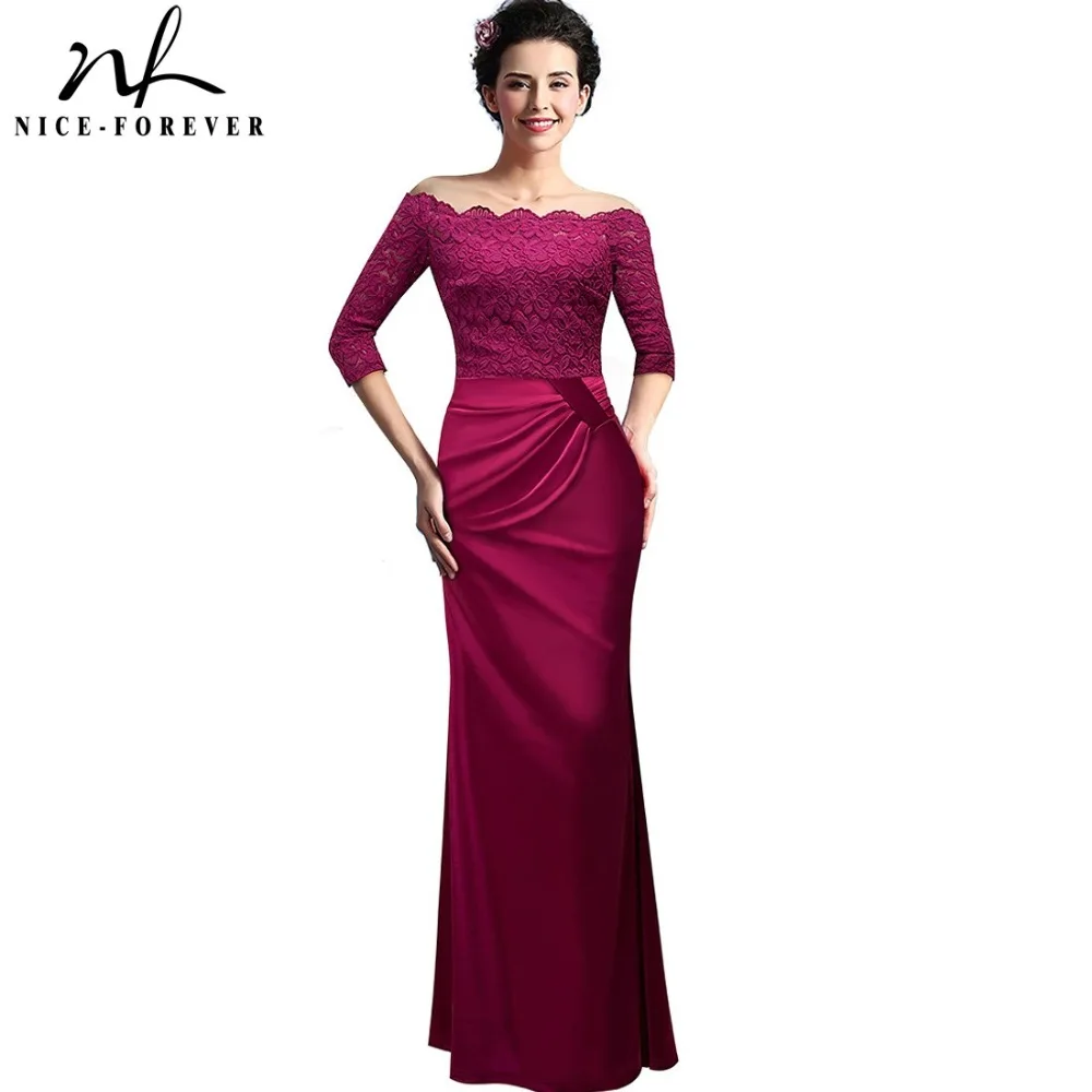 Хорошее-forever винтажное кружевное платье с цветочной вышивкой и вырезом лодочкой 3/4 рукав длинное женское элегантное Макси платье A029