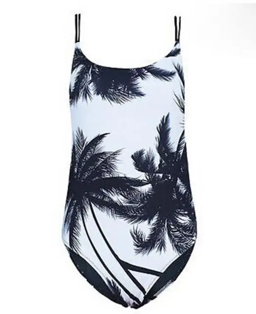 20117 Summer Women One Piece Swimsuit Coconut Tree Pattern Swimwear