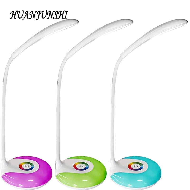 

HUAN JUN SHI LED Dimmable Desk Lamp USB Rechargeable LED Table Lamp Atmosphere Night Light Eye care Adjustable RGB Table Light