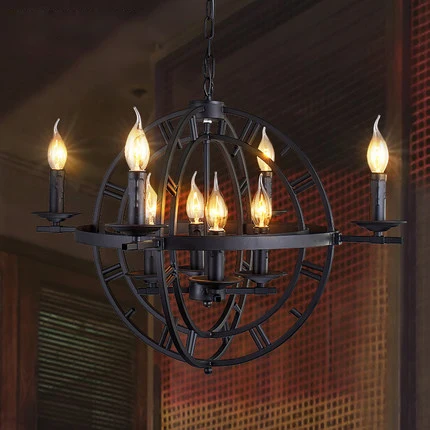 Metal Globe Pendant Lights Fixture Vintage Lamps Metal Globe Pendant Lights Fixture Vintage Lamps American Retro Hang Lamp Cafes Home