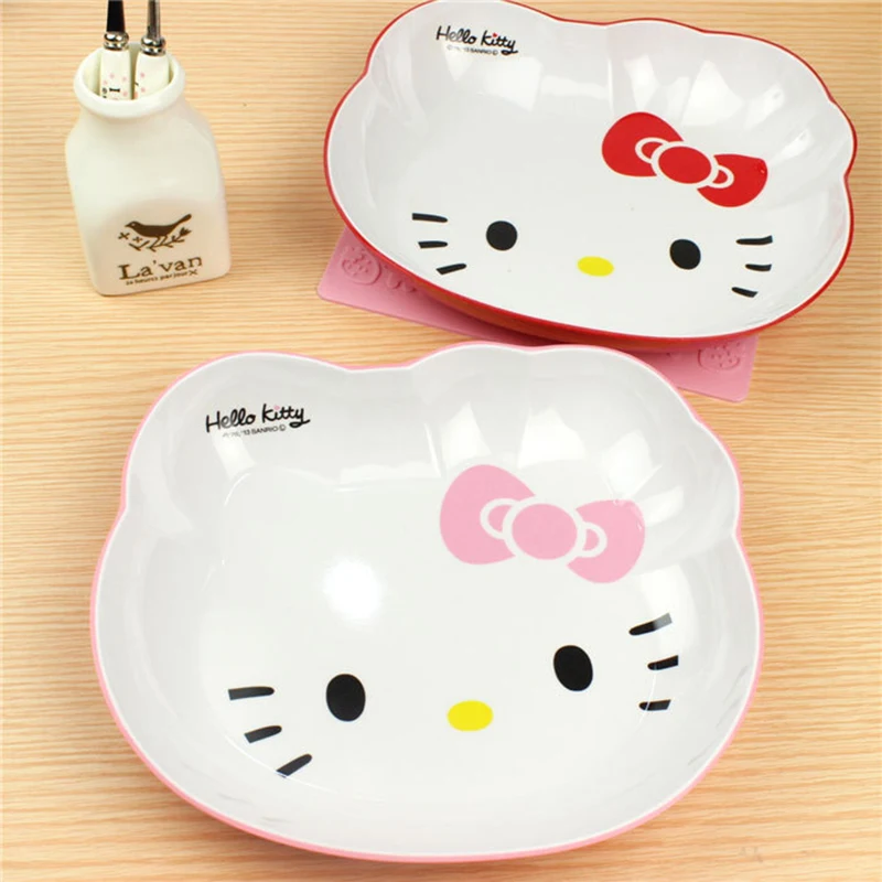 Hello Kitty 1PC Cartoon Melamine Dish Plate Dinnerware Children Dinner