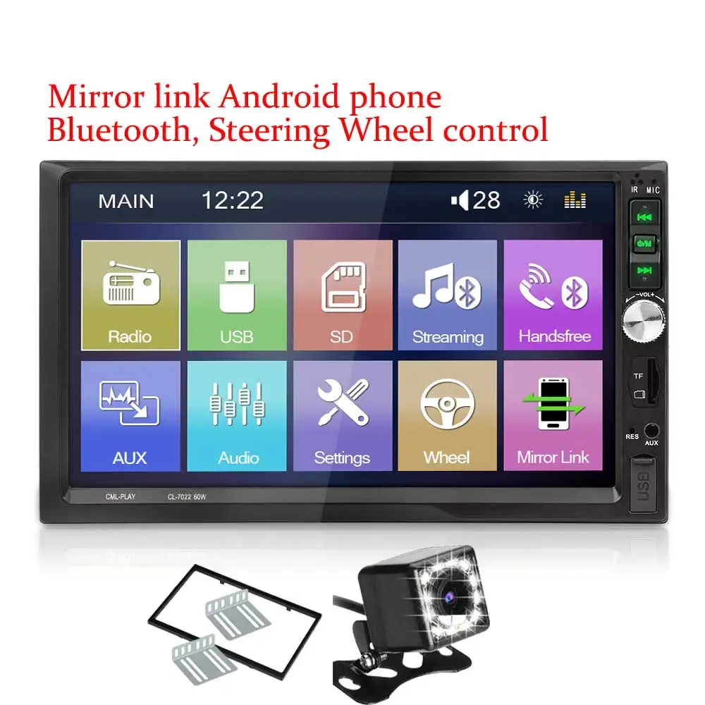 2 din автомагнитола " HD сенсорный экран Авторадио мультимедийный плеер 2DIN Bluetooth Мультимедиа USB FM MP5 Авторадио автомобильный монитор резервного копирования - Цвет: 12 led