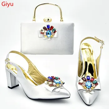 

doershow Nigerian High Heel Shoes And Bag With Matching Elegant Italian Matching Shoe And Bag Set With white!SXD1-8