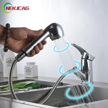 Смесители для кухни с одной ручкой, выдвижной Поворотный кухонный кран, кран для раковины, латунный Смеситель для раковины