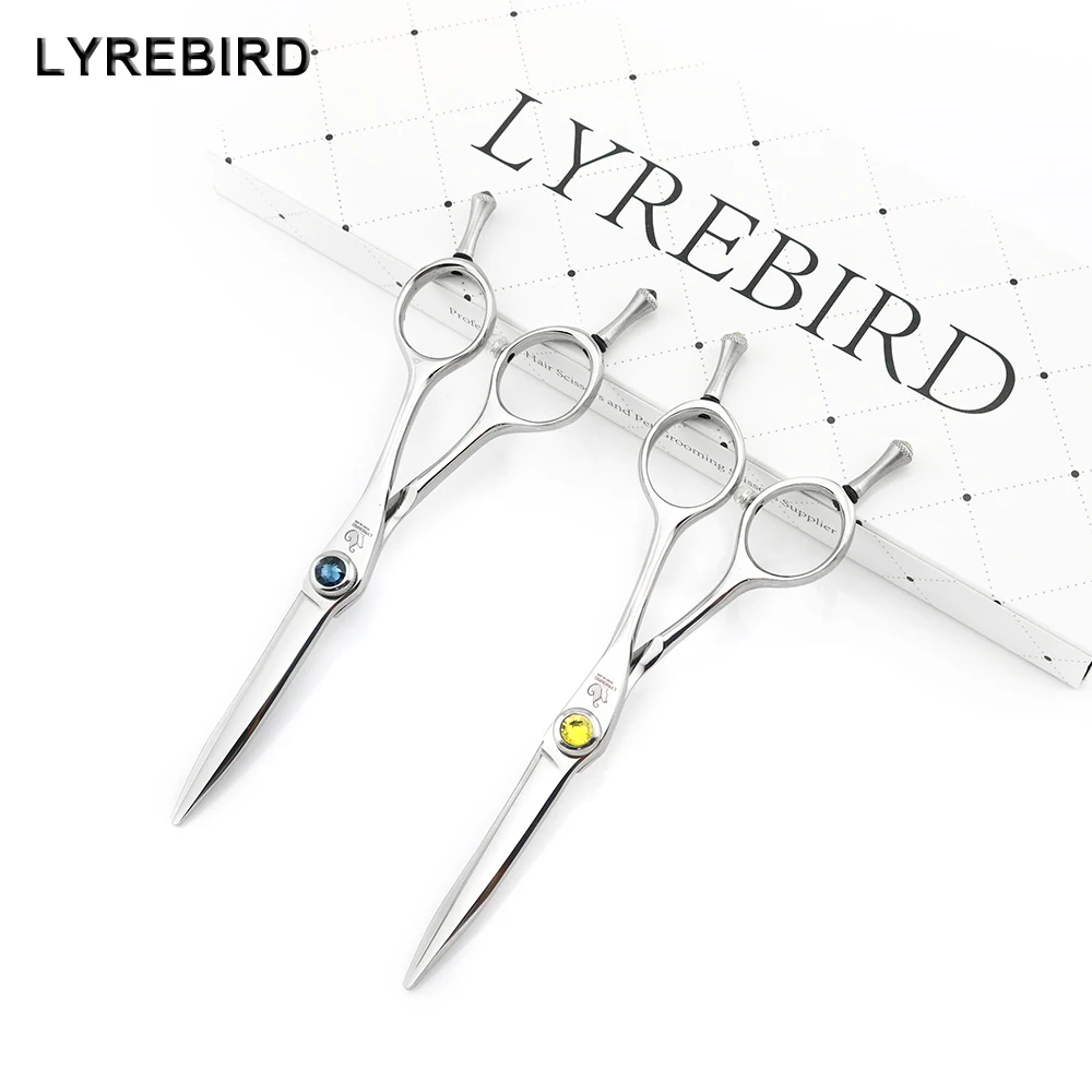 

Hair cutting scissors Japan Hairdressing scissors 5.5 INCH Blue stone yellow stone Lyrebird HIGH CLASS NEW
