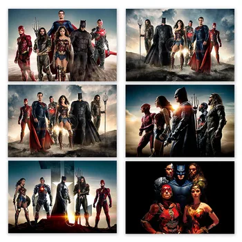 

Justice League Super Hero Poster Batman Superman Silk Postres and Prints Wonder Woman Aquaman Wall Art for Bedroom Home Decor