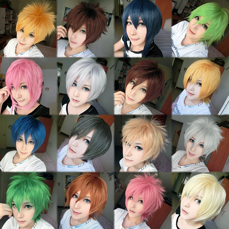 MCOSER New arrival  short cosplay wig full fashion wigs  PINK brown blonde  16 colors hot style