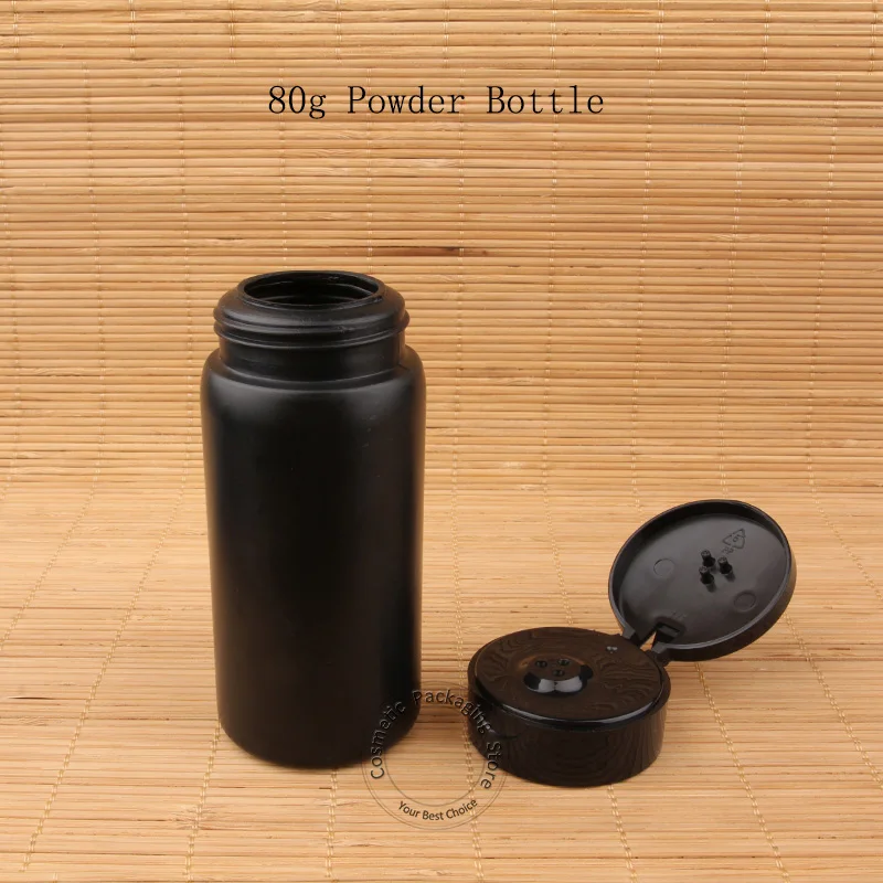 50pcs/Lot Wholesale Plastic 80g Clamshell Powder Bottle Cosmetic Black