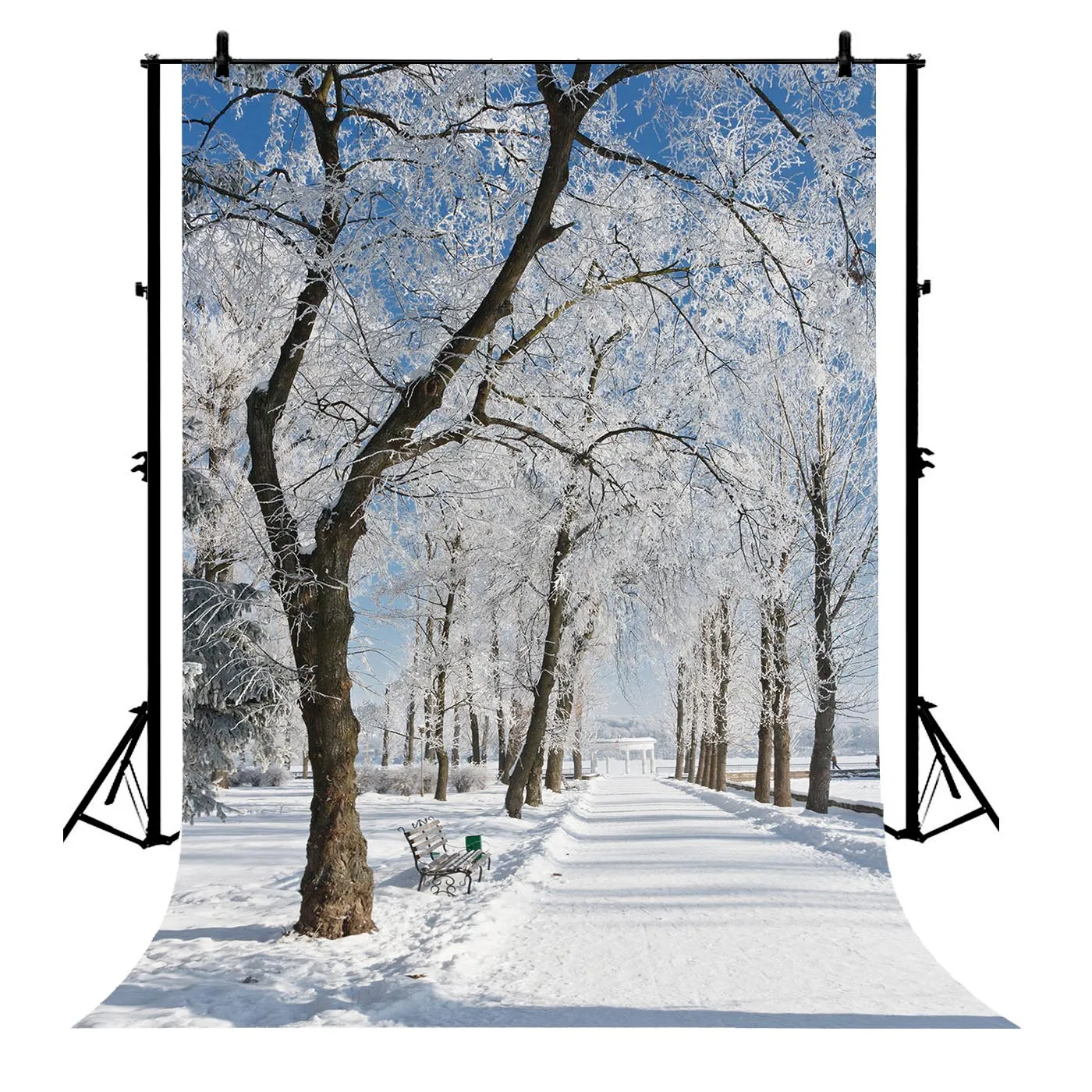 

5x7ft Christmas SnowForest Trees Sunshine Nature Winter Polyester Photo Background Portrait Backdrop