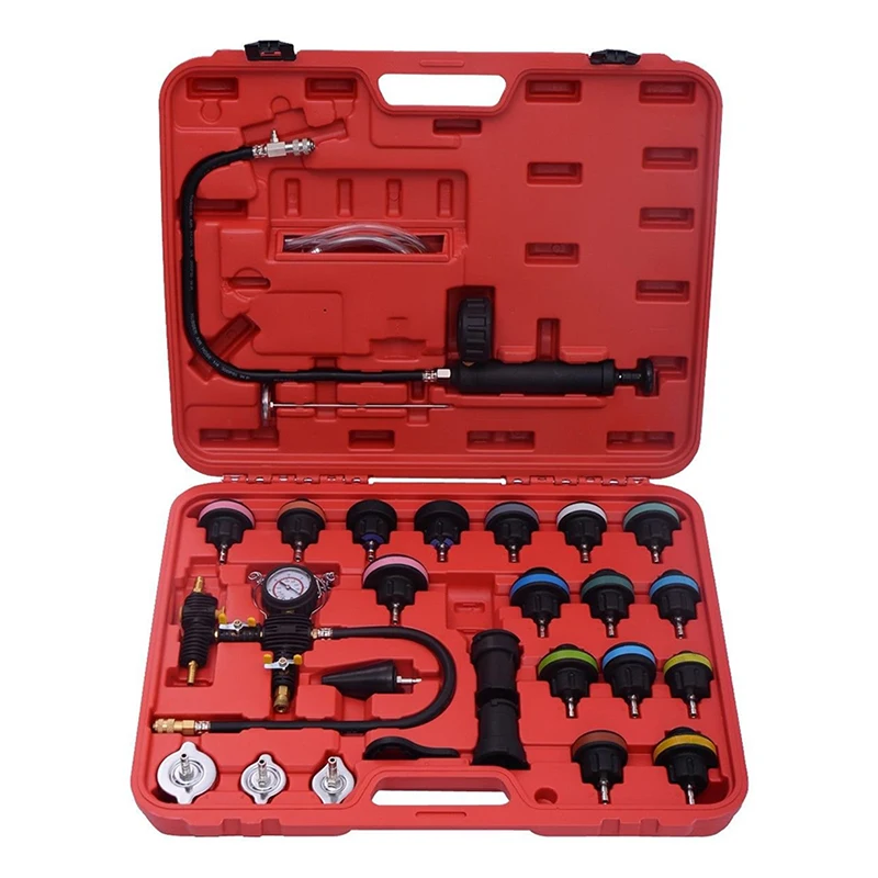 

27pcs Universal Radiator Pressure Tester Kit Cooling System Tester Water Tank Leakage Tester Water Tank Leakage Tester